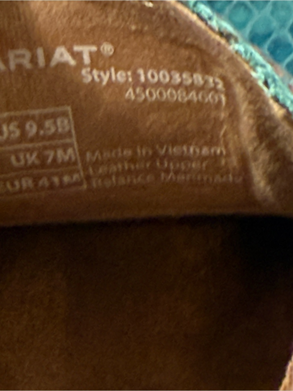 Ariat Cruiser Slip-On Shoes Brown Suede/Turquoise Snake Leather Size 9.5 - Picture 12 of 13